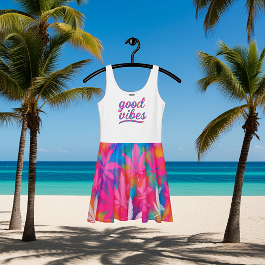 Pink Good Vibes Skater Dress