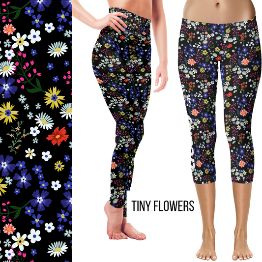 Tiny Flowers Leggings Cottagecore Pockets available in Full or Capri