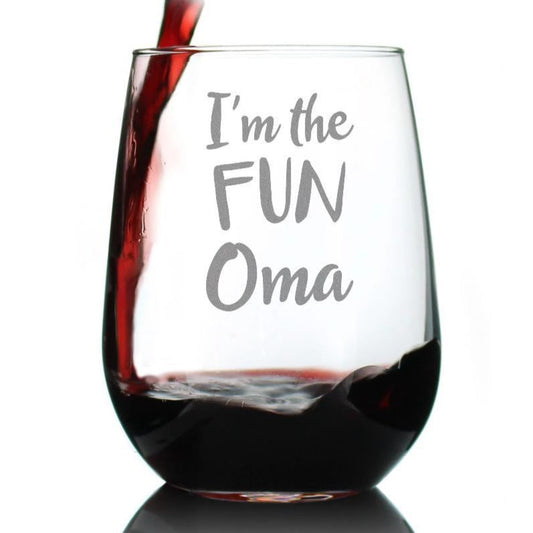 I'm the Fun Oma - 17 Ounce Stemless Wine Glass