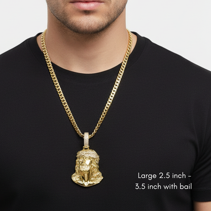 Moissanite Jesus Piece Pendant in 14K Gold 925 Sterling Silver