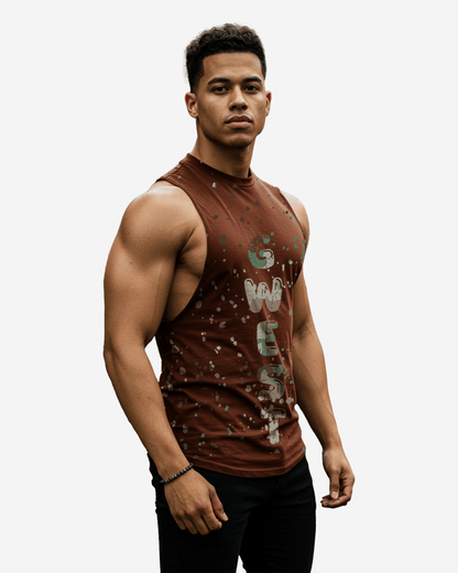 G  WEST LOGO ARMY SPLATTRE BROWN TANKS