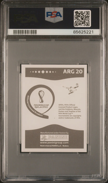 Graded 2022 Panini World Cup Lionel Messi #ARG20 Gray Back Soccer Sticker Card PSA 9 Mint