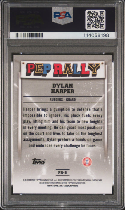 Graded 2024 Topps Bowman U Chrome Dylan Harper #PR8 Pep Rally Rookie RC Basketball Card PSA 10 Gem Mint