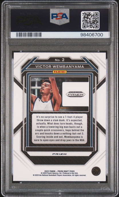 Graded 2023 Panini Prizm Draft Picks Victor Wembanyama #2 Red Ice Rookie RC Basketball Card PSA 10 Gem Mint