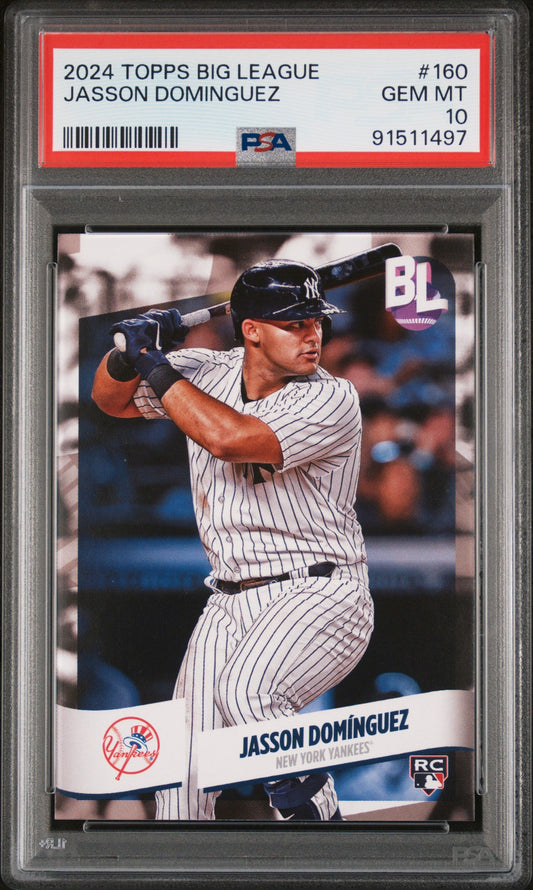 Graded 2024 Topps Big League Jasson Dominguez #160 Rookie RC Baseball Card PSA 10 Gem Mint