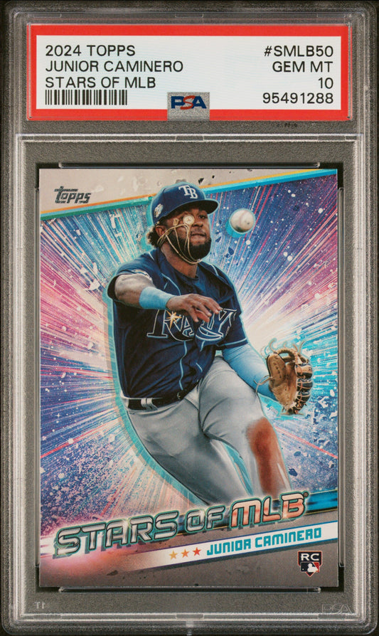 Graded 2024 Topps Junior Caminero #SMLB50 Stars of MLB Rookie RC Baseball Card PSA 10 Gem Mint