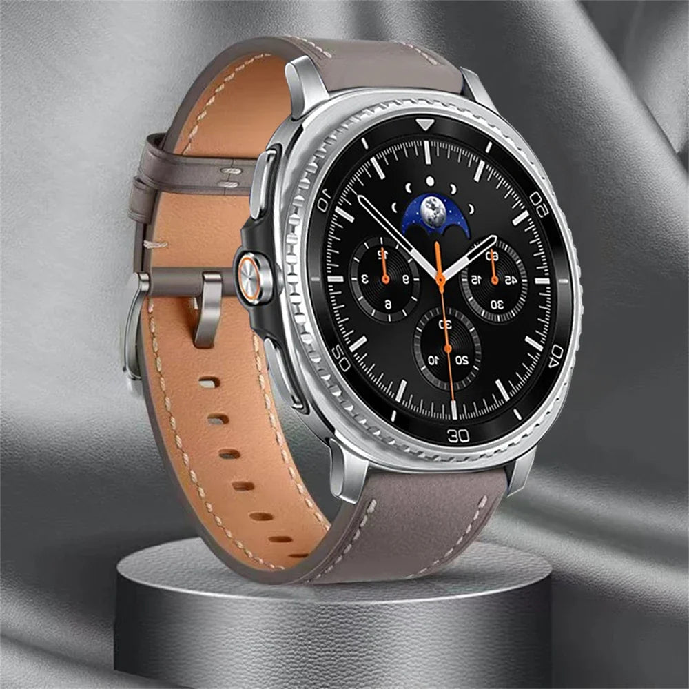 Samsung Galaxy Watch8, 8 Classic & 9 Smooth Stitched Leather Band