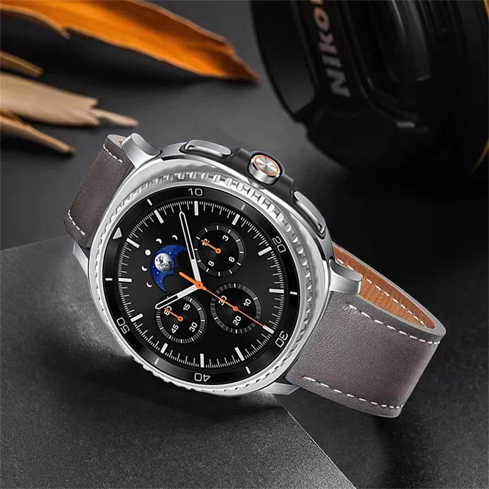 Samsung Galaxy Watch8, 8 Classic & 9 Smooth Stitched Leather Band