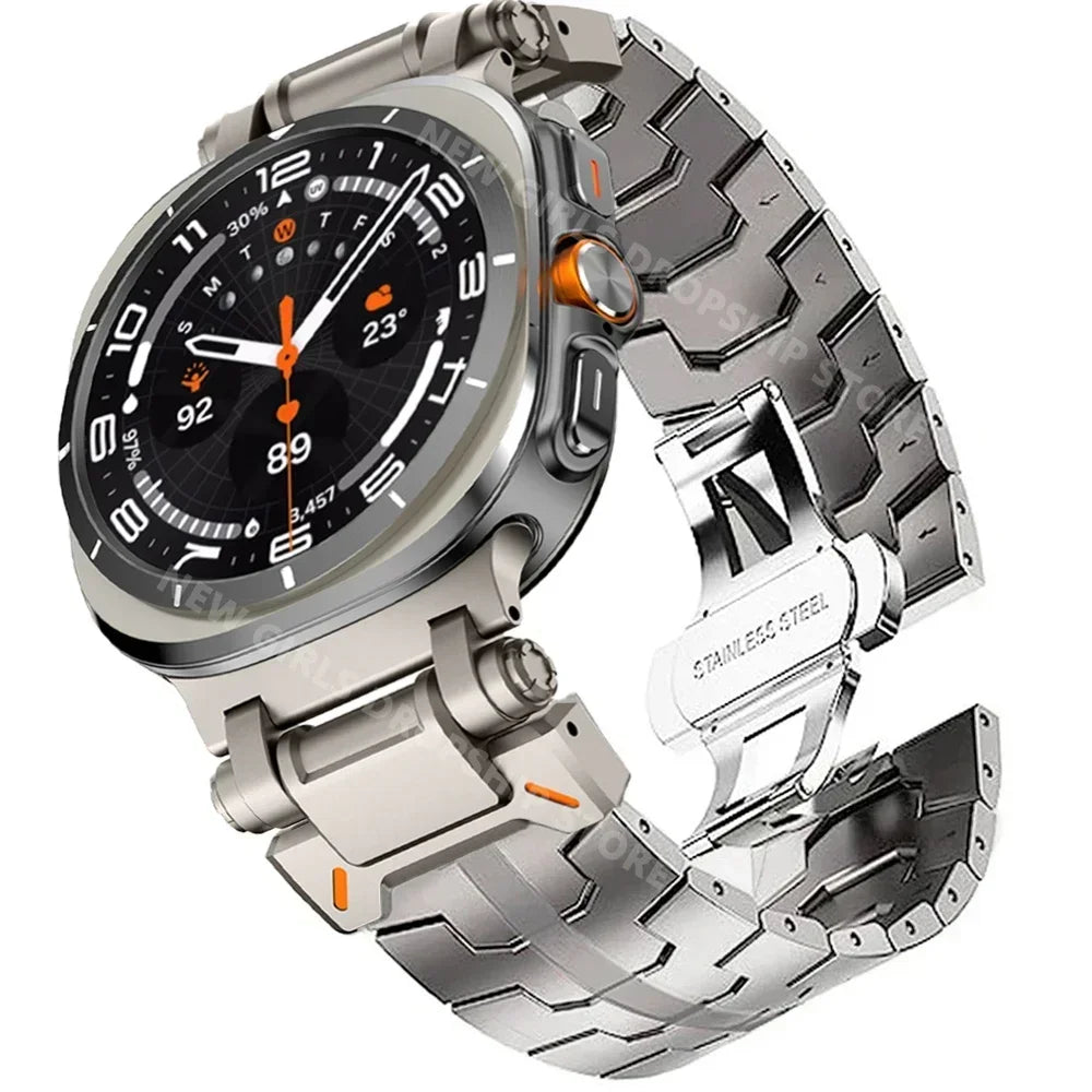 Samsung Galaxy Watch8, 8 Classic & 9 Steel Link Band, Stripe Options