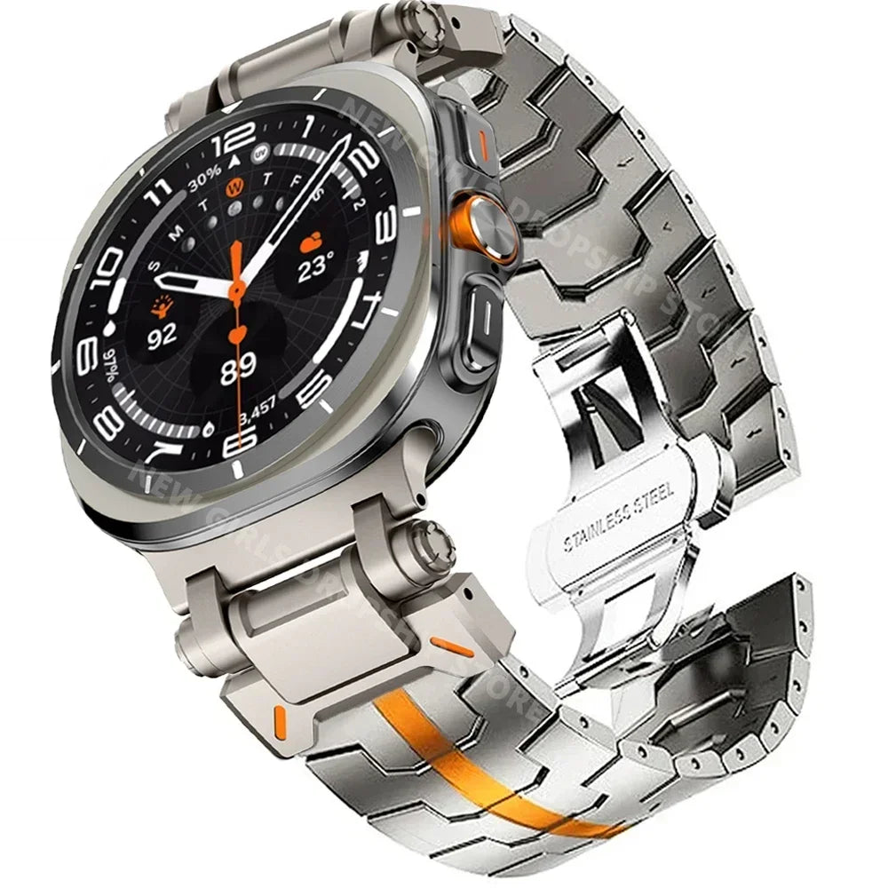 Samsung Galaxy Watch8, 8 Classic & 9 Steel Link Band, Stripe Options