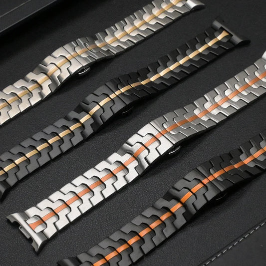 Samsung Galaxy Watch8, 8 Classic & 9 Slim Steel Link Band with Stripe
