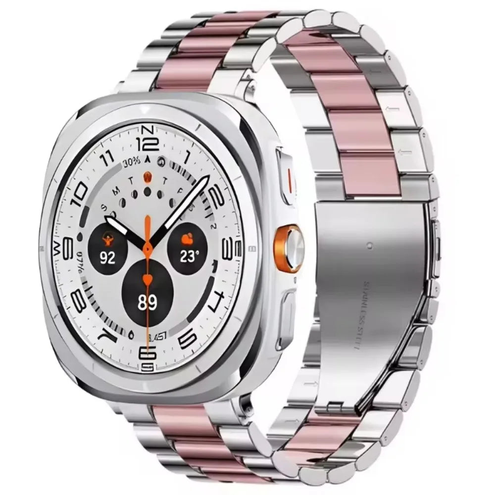 Samsung Galaxy Watch8, 8 Classic & 9 Three-Row Steel Link Band