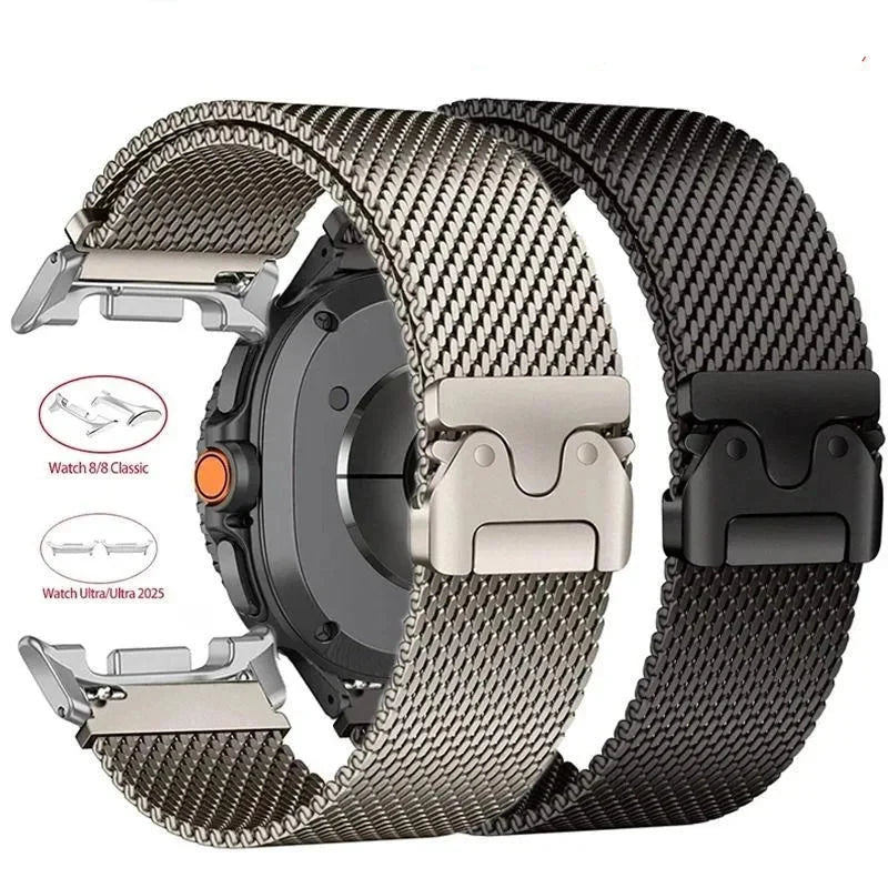 Samsung Galaxy Watch8, 8 Classic & 9 Milanese Mesh Band, Hook Clasp