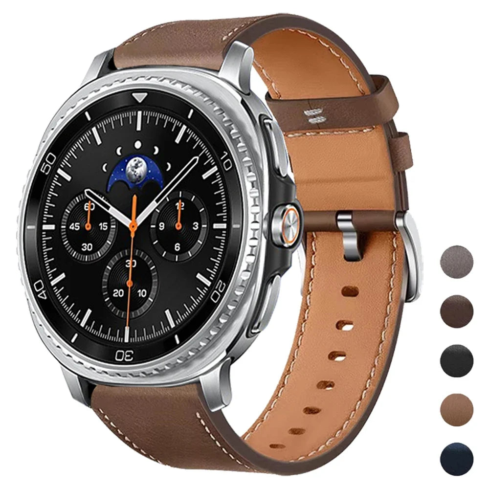 Samsung Galaxy Watch8, 8 Classic & 9 Smooth Stitched Leather Band