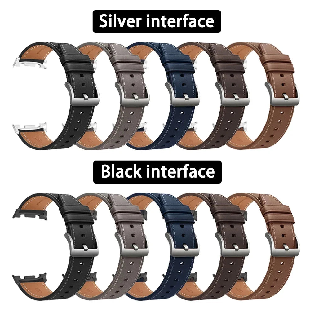 Samsung Galaxy Watch8, 8 Classic & 9 Smooth Stitched Leather Band