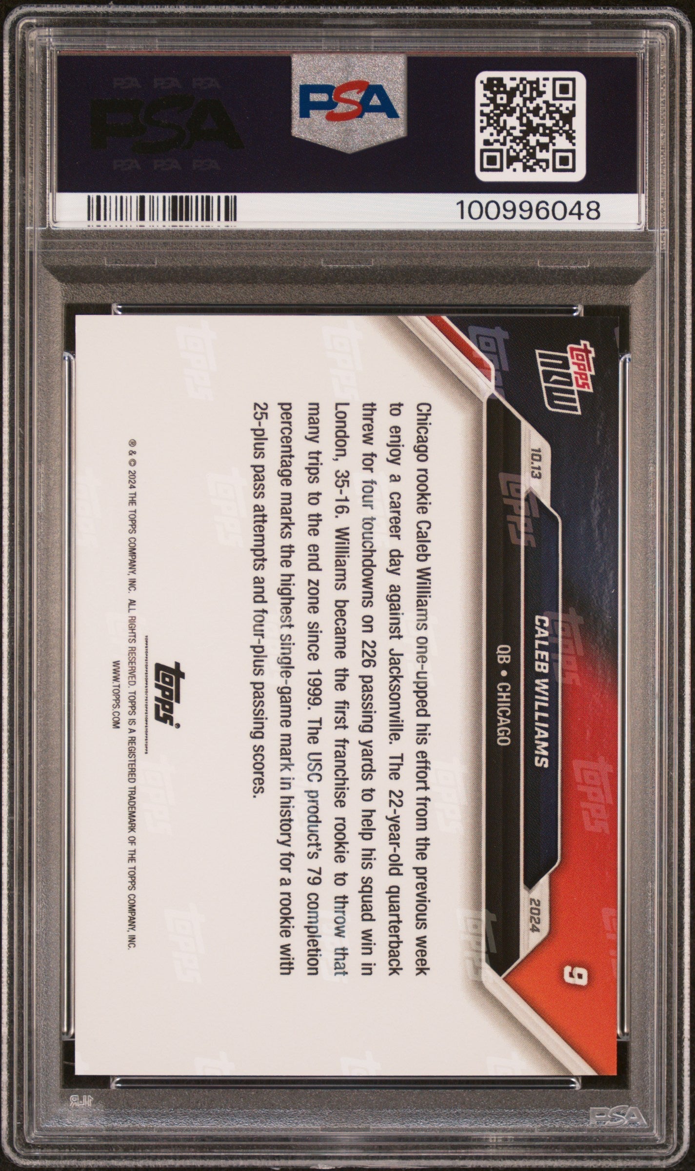 Graded 2024 Topps Now Caleb Williams #9 Rookie RC Football Card PSA 10 Gem Mint