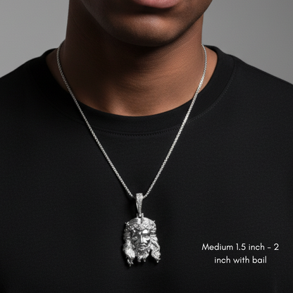 Moissanite Jesus Piece Head Pendant Moissanite Solid 925 Sterling Silver
