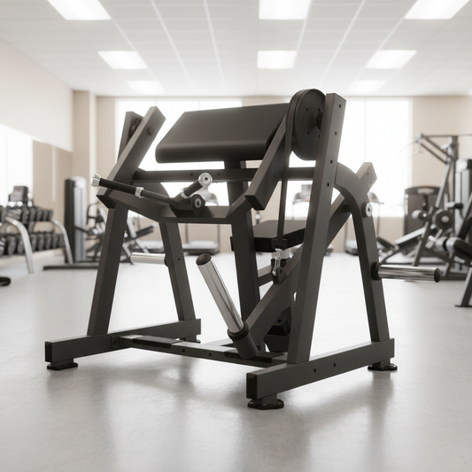 Excel Seated Biceps - Muscle D Fitness - Plate Load Arm Curl - Piston Assisted Seat Adjustment