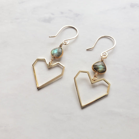 Geometric Heart Earrings