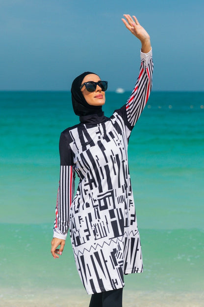 Lycra Black Burkini Modest Swimwear M2302