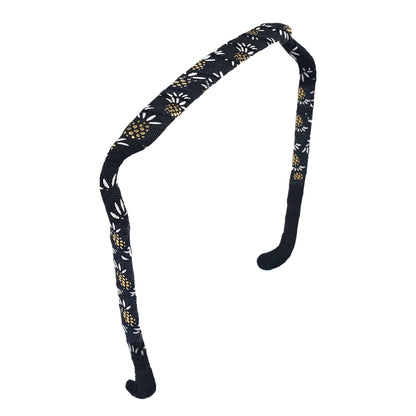 Gold and White Pineapples on Black Headband