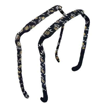 Gold and White Pineapples on Black Headband