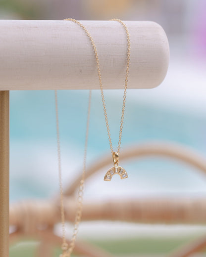 Gold Crystal Rainbow Necklace