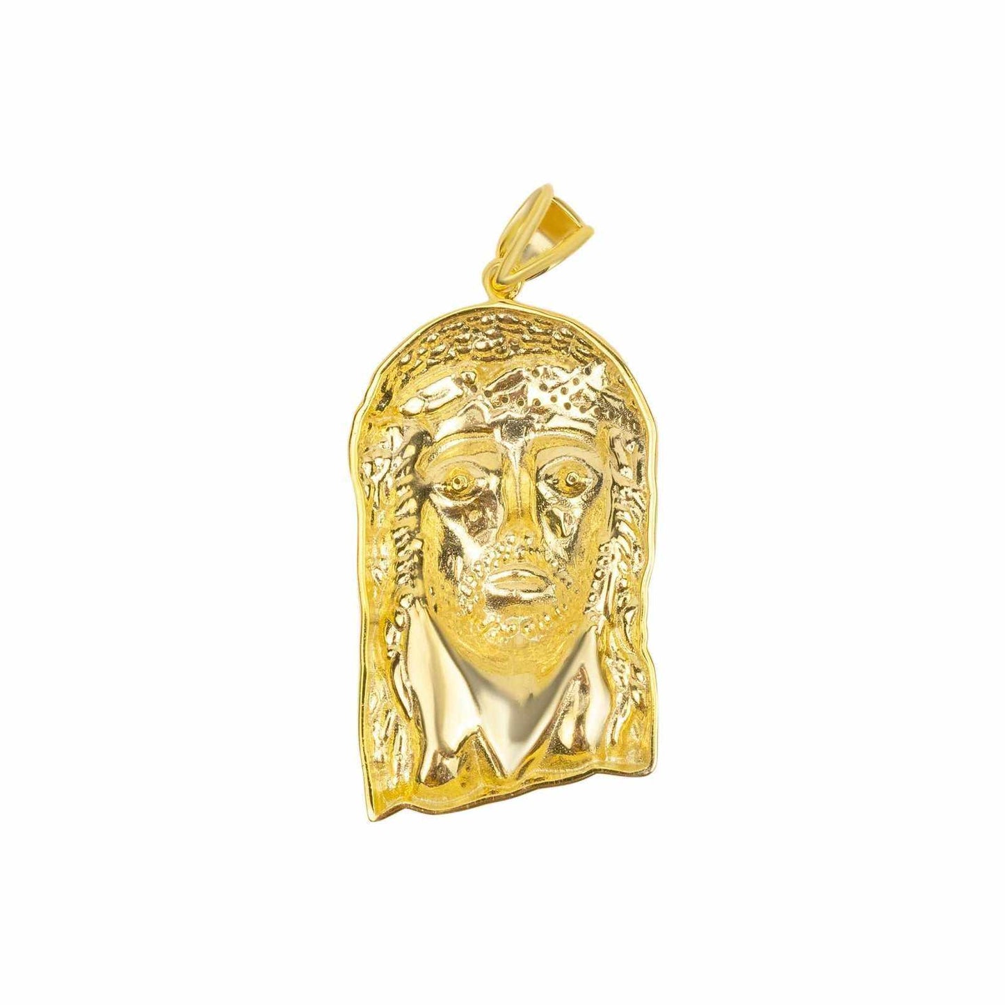 14K Gold Plated Real 925 Sterling Silver Iced Jesus Piece Pendant
