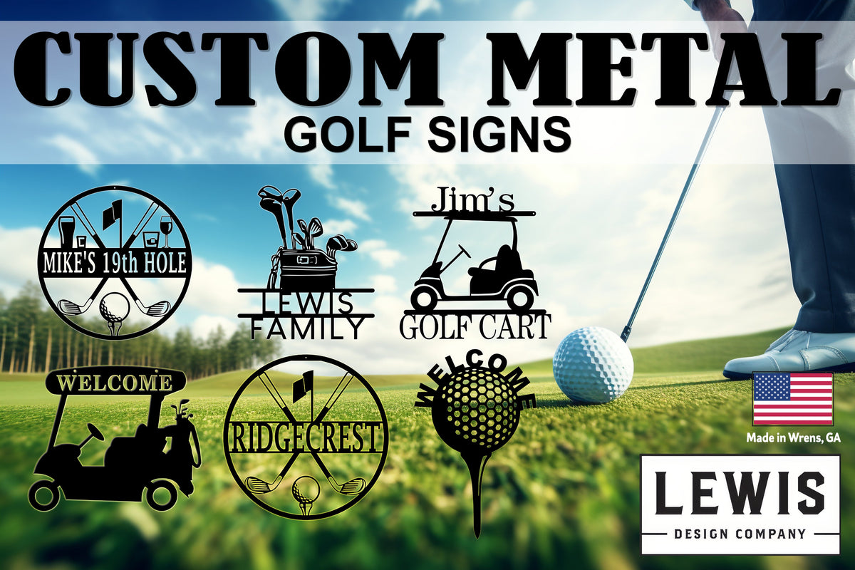 Golf 19th Hole Custom Name Metal Sign | Personalized Golf Bar Decor