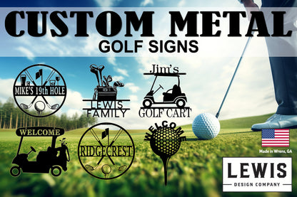 Golf 19th Hole Custom Name Metal Sign | Personalized Golf Bar Decor