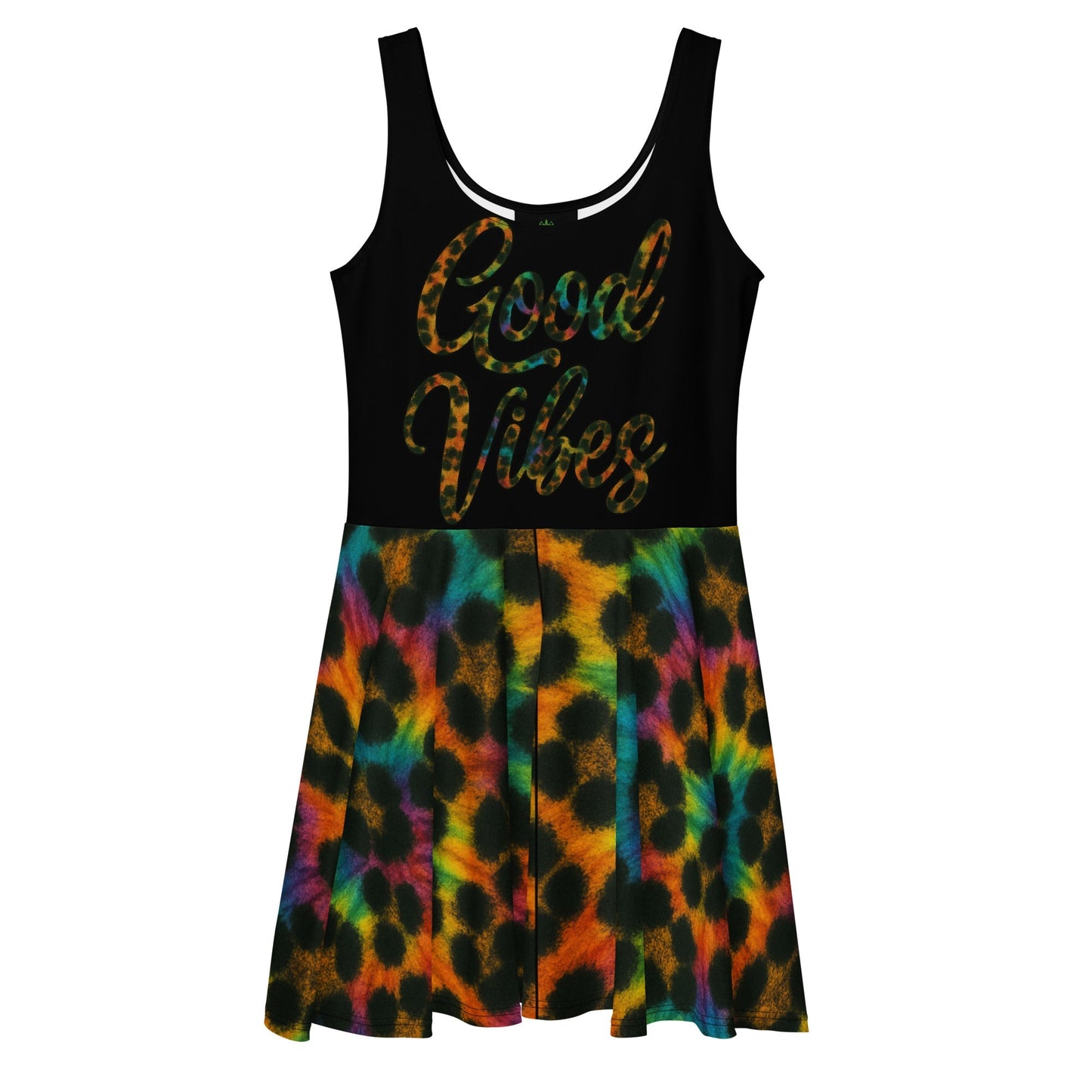 Good Vibes Cheetah Tie-dye Skater Dress