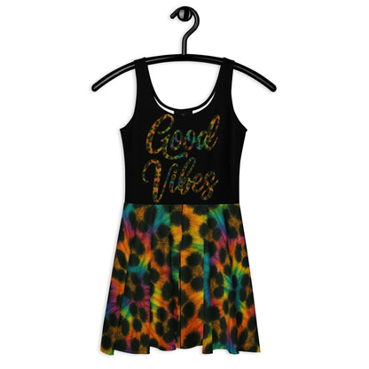 Good Vibes Cheetah Tie-dye Skater Dress
