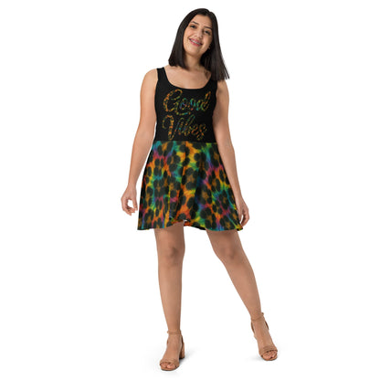 Good Vibes Cheetah Tie-dye Skater Dress