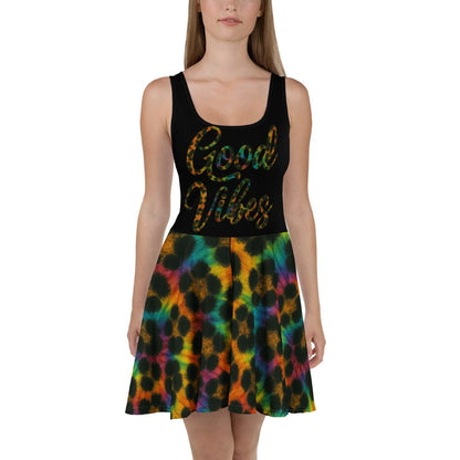 Good Vibes Cheetah Tie-dye Skater Dress