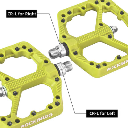 ROCKBROS Mountain Bike Pedals Flat MTB Pedals Nylon Fiber Bicycle Platform Pedals