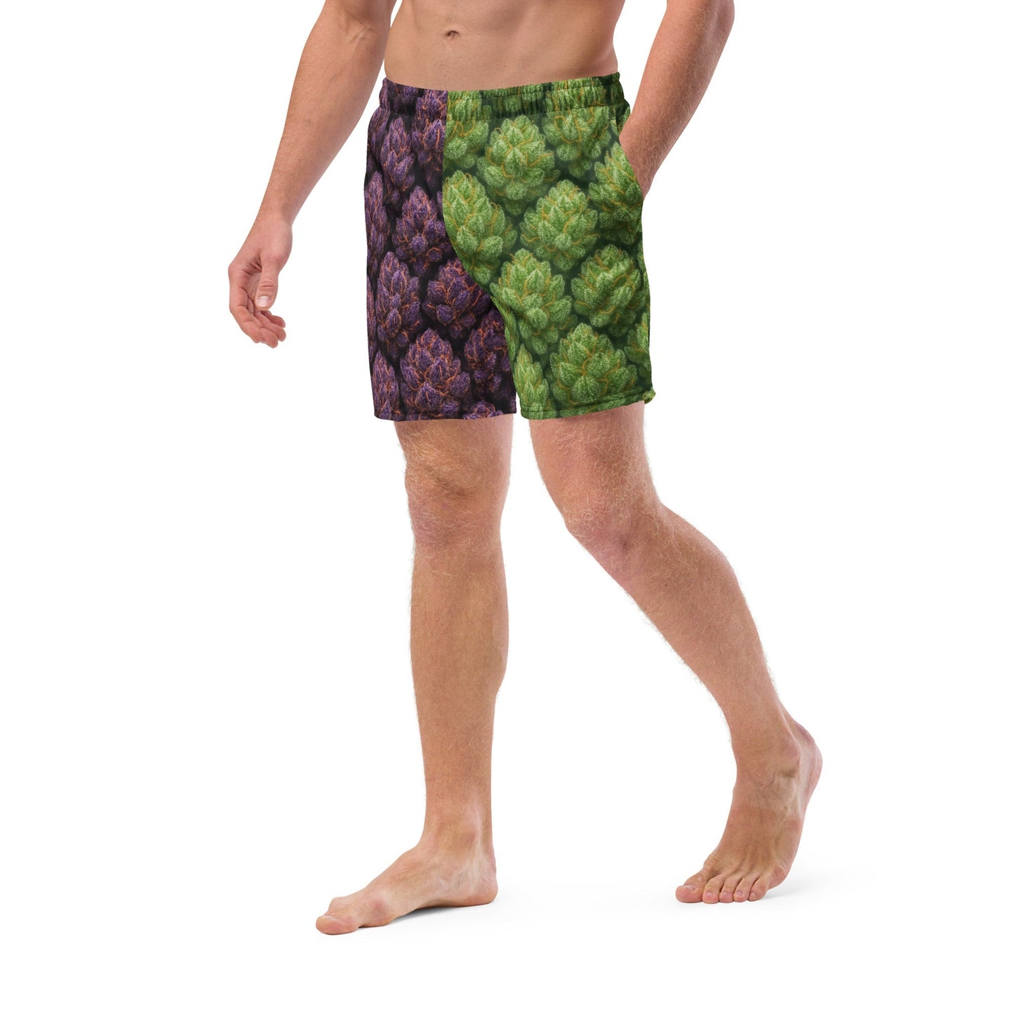 Green and purple weed Swim Trunks