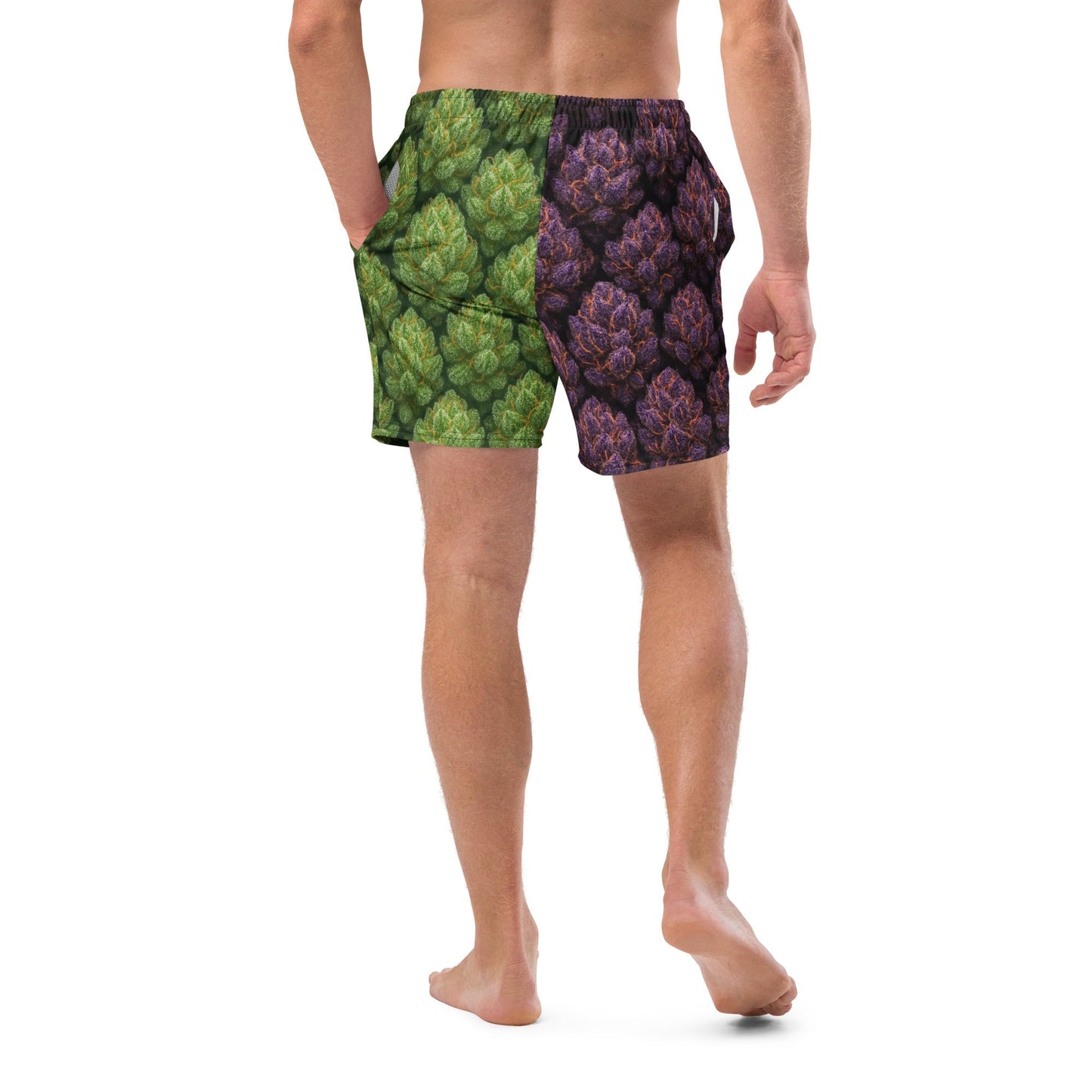 Green and purple weed Swim Trunks