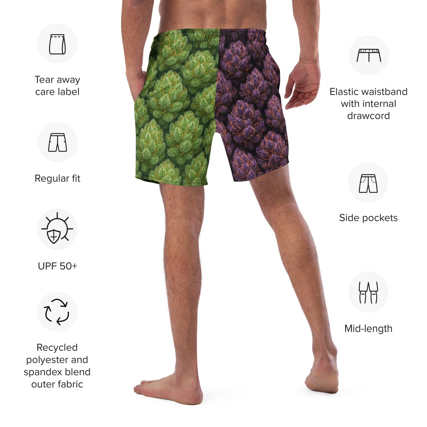 Green and purple weed Swim Trunks