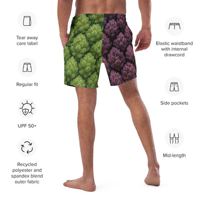 Green and purple weed Swim Trunks