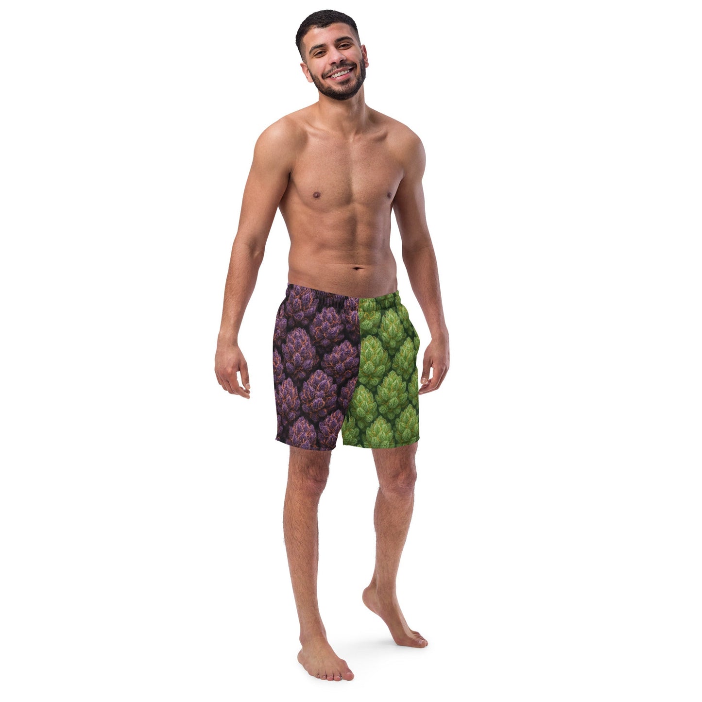 Green and purple weed Swim Trunks