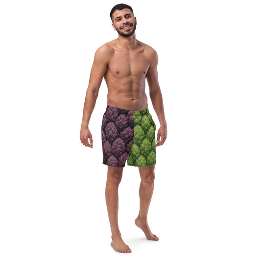 Green and purple weed Swim Trunks