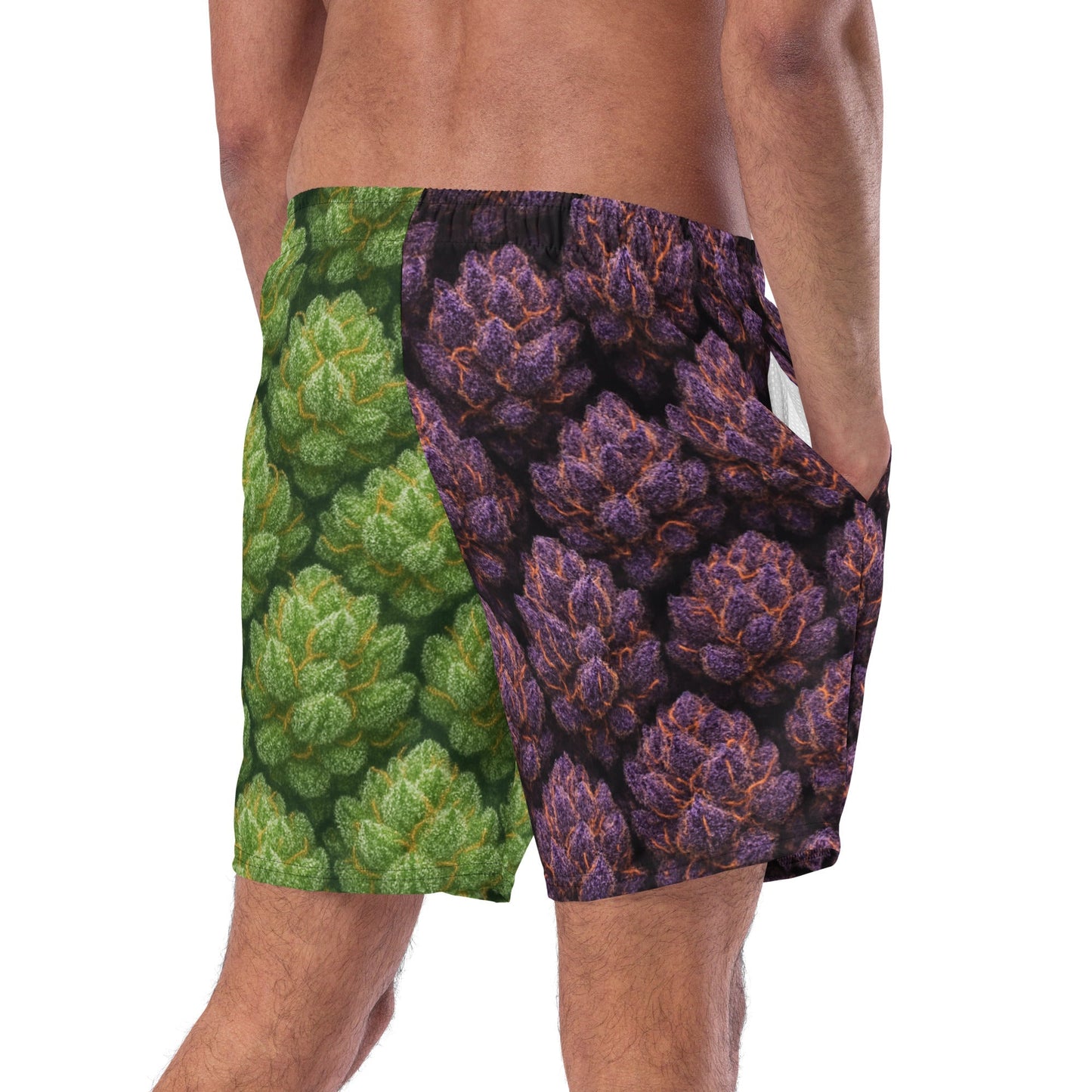 Green and purple weed Swim Trunks