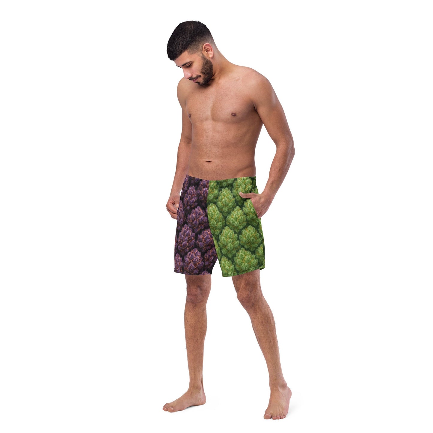 Green and purple weed Swim Trunks