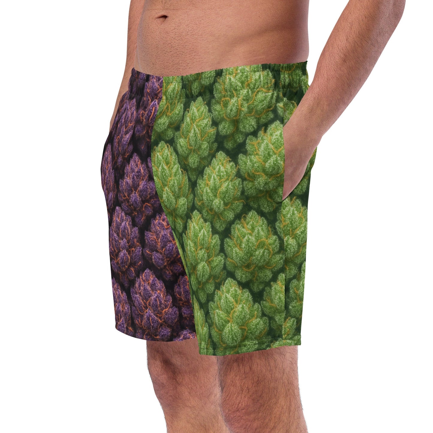 Green and purple weed Swim Trunks