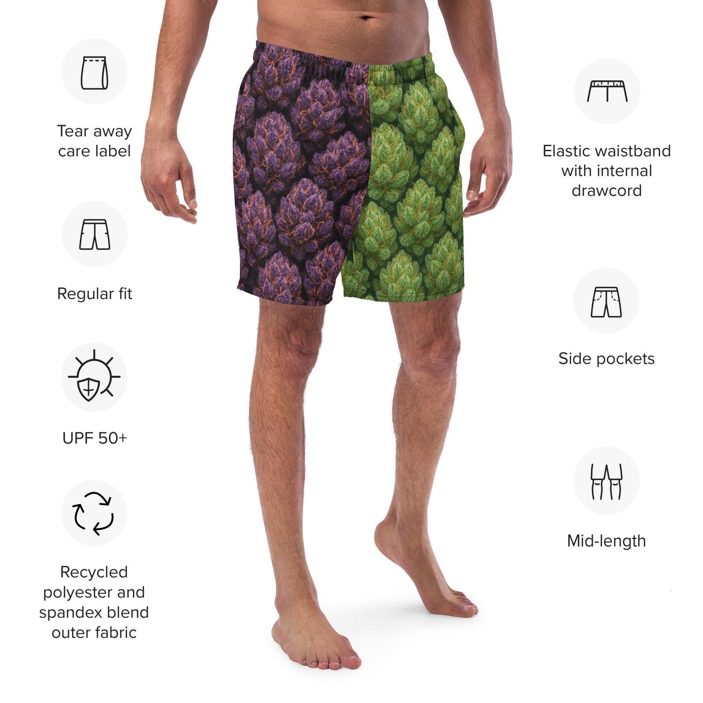 Green and purple weed Swim Trunks