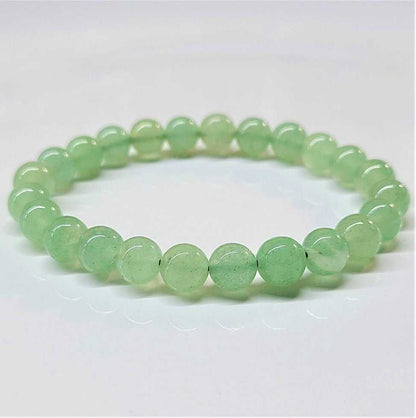 Green Aventurine Round Bead Bracelet - Stone of Opportunity
