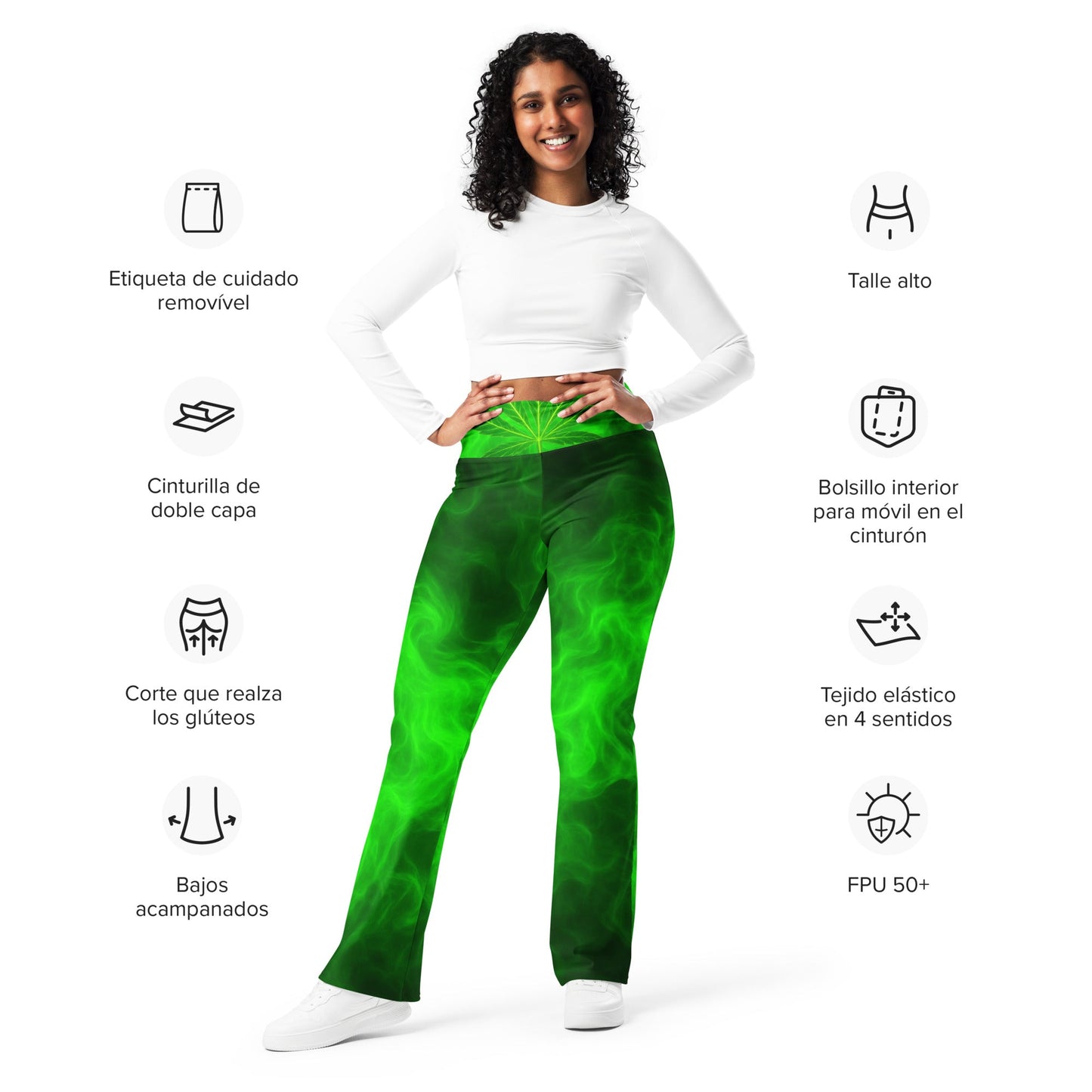 Green smoke Flare leggings