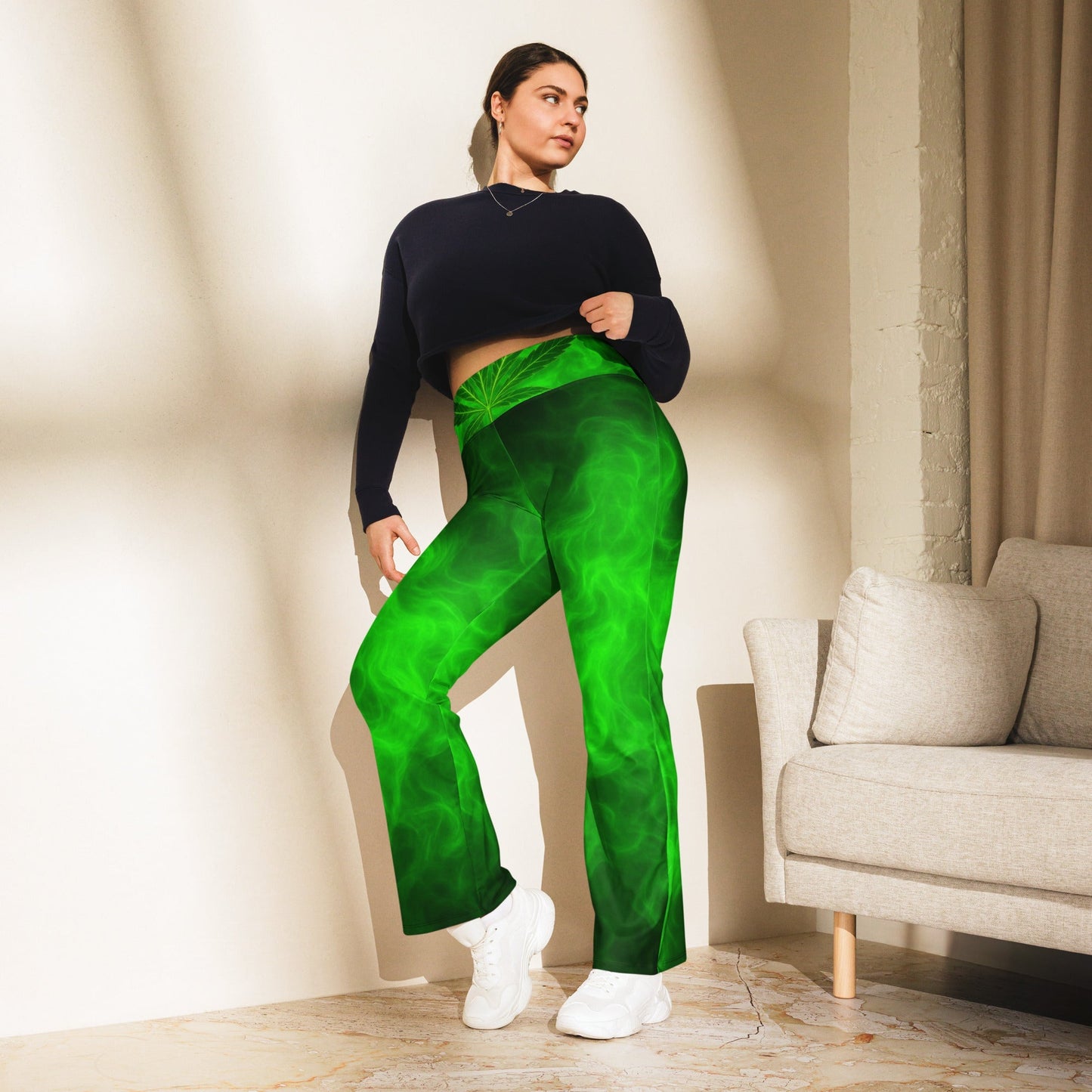 Green smoke Flare leggings