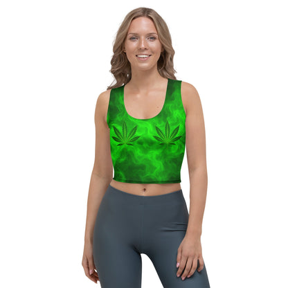 Green smoke pot leaves Crop Top