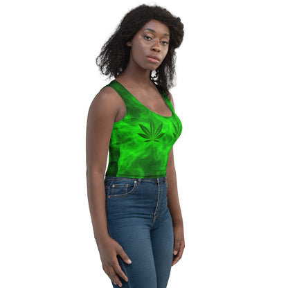Green smoke pot leaves Crop Top